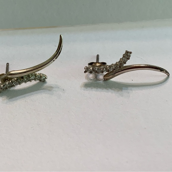 .925 Pure Sterling Silver & CZ Climber Earrings - Picture 2 of 5